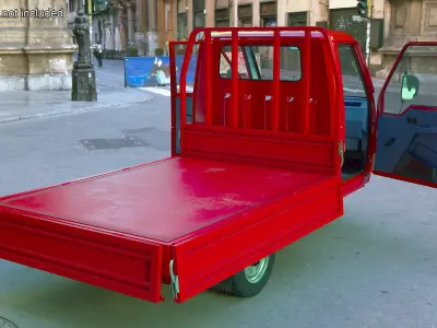 Asian Delivery Trike with Open Body Red Rigged 3D model