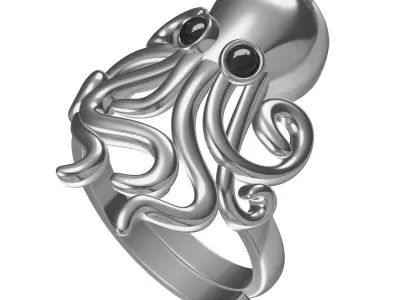 Antique Octopus Hip Hop Ring 3D print model
