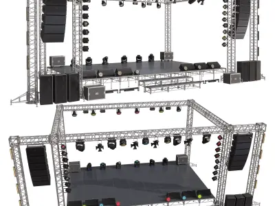 Prefabricated stage with equipment 3D model