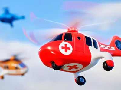 Stylized Helicopter Toy Low-poly 3D model