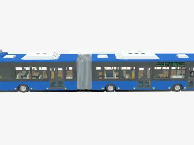Voxel Articulated Bus Low-poly 3D model