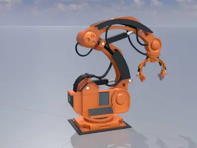 Robot arm Type-1 orange Low-poly 3D model