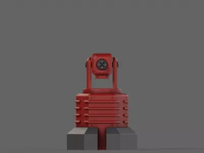 PBR Turret Gun 03 Red Low-poly 3D model