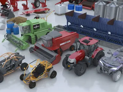 20 types of agricultural machinery 3D model