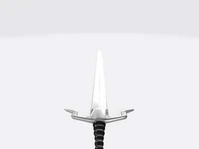 Long Gold Silver Sword  Free low-poly 3D model