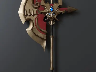 Stylized Viking battle ax 3D model