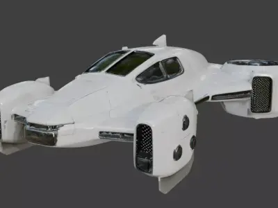 Realistic Sci-Fi VTOL Hovercraft 3D Model Low-poly 3D model