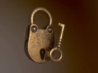 Simple Padlock Low-poly 3D model