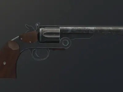 Schofield Revolver GameReady Rigged Animated Low-poly 3D model