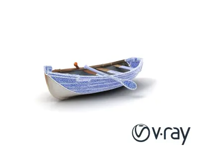 Rustic Rowboat with Oars model pack Low-poly 3D model