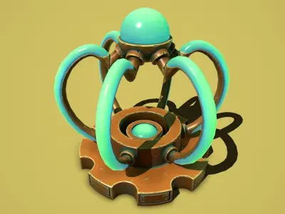 Fantasy bronze light generator Low-poly 3D model