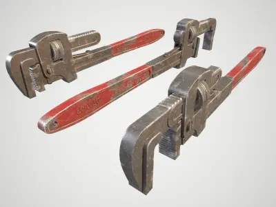 Pipe wrench Low-poly 3D model 6
