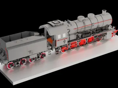 Steam Locomotive Train 3D model