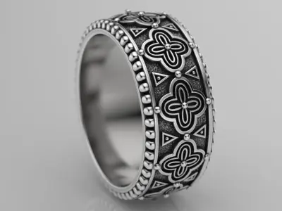Stylish ring with antique patterns 225 3D print model