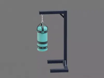 Punch bag and stand Low-poly 3D model