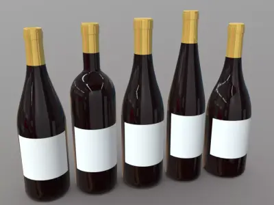 Wine Bottles Low-poly 3D model