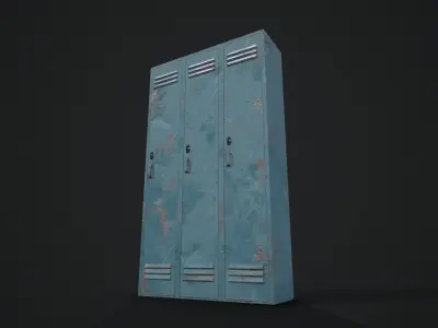 Lockers Rusty - Pack - Game Ready Low-poly 3D model