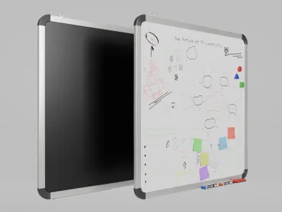 Customizable Wall-Mounted Whiteboard -Square Metal Writing Board Low-poly 3D model