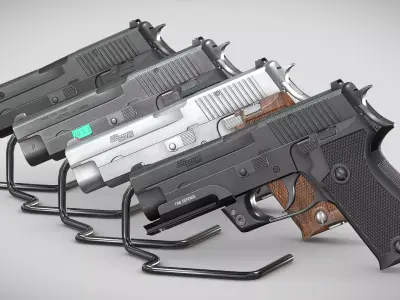 SIG Sauer P220 9mm - Pistole 75 - Minebea P9 - Game Asset Low-poly 3D model