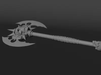 Fantasy Skull Battle Axe - PBR Game Ready Weapon 3D model
