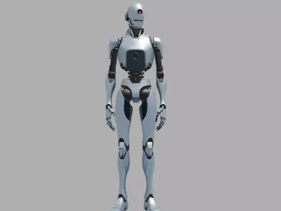 Sleek Silver Humanoid Android Robot 3D model