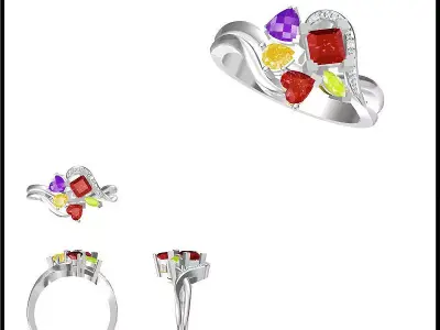 JCD Format  Antique color stone rings wax files jewelry 3D print model