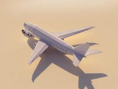 Cartoon Low Poly Tug and Airbus Low-poly 3D model