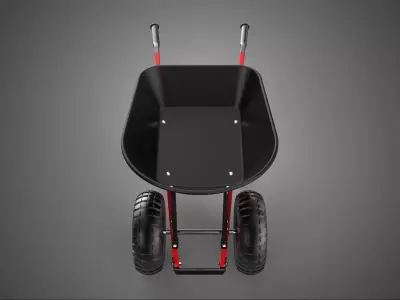 DUAL 2 DOUBLE TWO TIRE WHEEL WHEELED WHEELBARROW TROLLEY CART 3D model