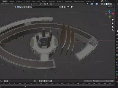 Eye Shaped Island Hangar Low-poly 3D model