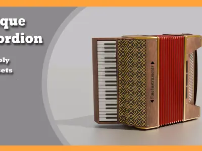 Antique Accordion Low-poly 3D model