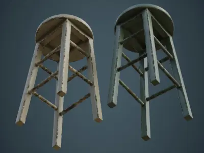 Stool 2D Low-poly 3D model