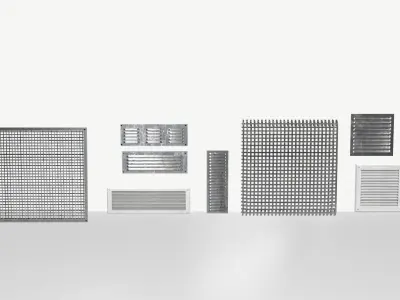 Industrial Exhaust Fans and vents pack Low-poly 3D model