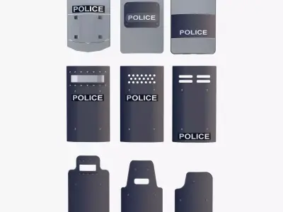 Riot and Tactical Police Shields Set M1 3D model