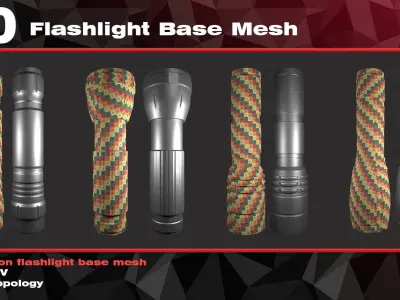 20 flashlight base mesh  Low-poly 3D model