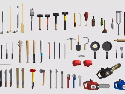 Low poly Melee and Tools Low-poly 3D model