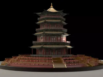 Chinese ancient  tower  3D model