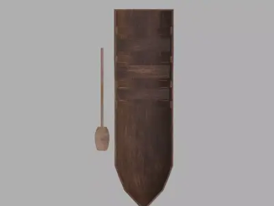 Low poly Wood boat Low-poly 3D model