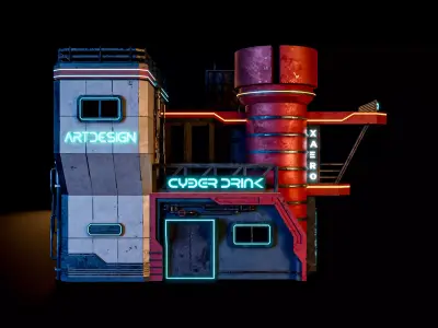 SCIFI CYBERPUNK FUTURISTIC NEON BUILDING 02 Low-poly 3D model