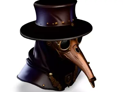 Steampunk Plague Doctor Bust Low-poly 3D model
