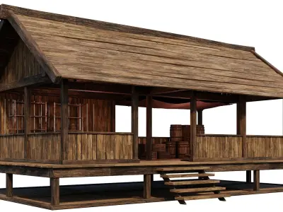Old Wooden Shed Building House 4K Textures GameReady 77 Low-poly 3D model