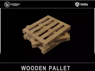 Wooden Cargo Pallet Low-poly 3D model