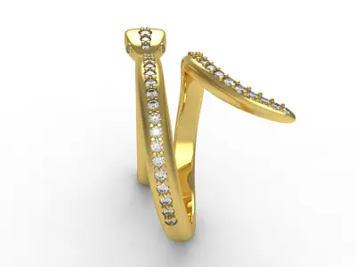 Antique Snake Diamond Two Finger Ring 3D print model