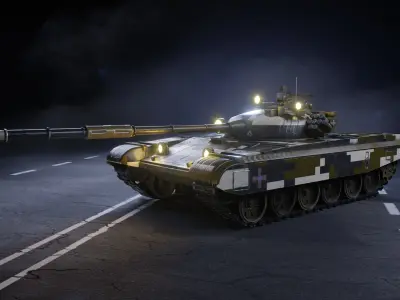 Ukrainian Tank T-72 in Pixel Camo - Game-ready Low-poly 3D model
