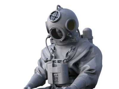 historical helmet diver Helmtaucher Schiffsmodell  3D print model
