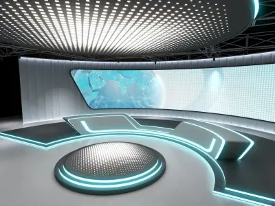 TV studio 2 Low-poly 3D model