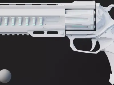 Sci fi Revolver Low-poly Game ready 3D model Low-poly 3D model