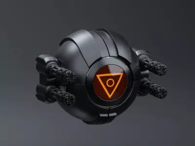 Spherical drone Low-poly 3D model