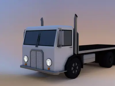  Low Poly Flatbed Truck  Low-poly 3D model
