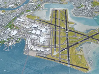 Boston Logan Airport 10km Low-poly 3D model