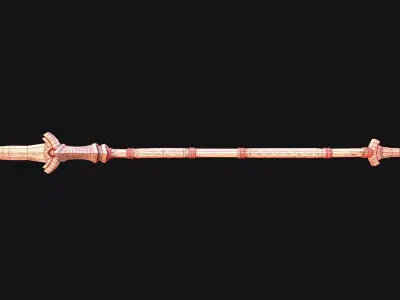 Medieval Wooden Nordic Spear Weapon Low-poly 3D model